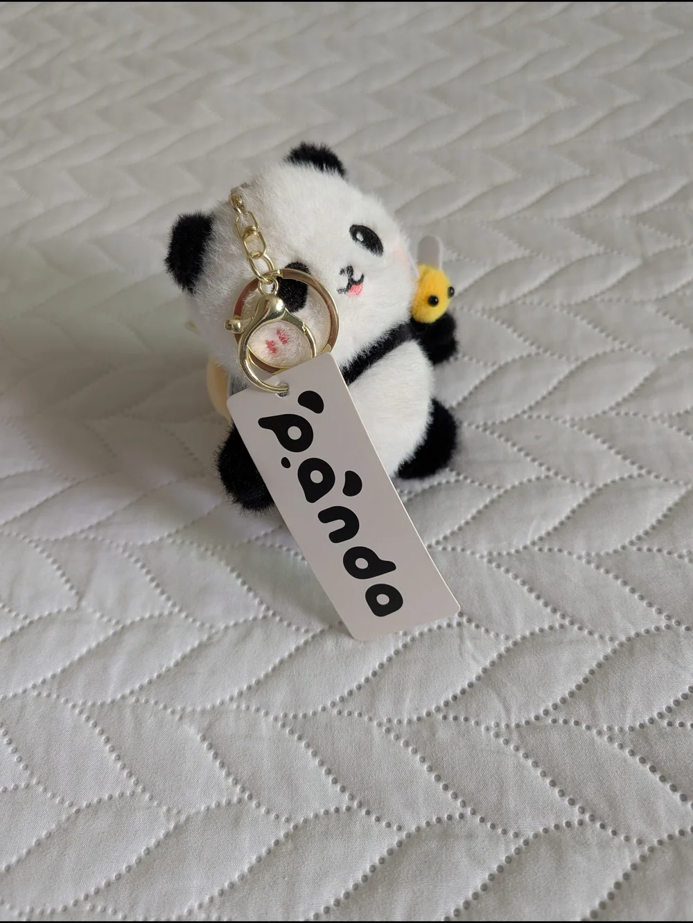 Panda Plush with Yellow Bee Backpack Keychain